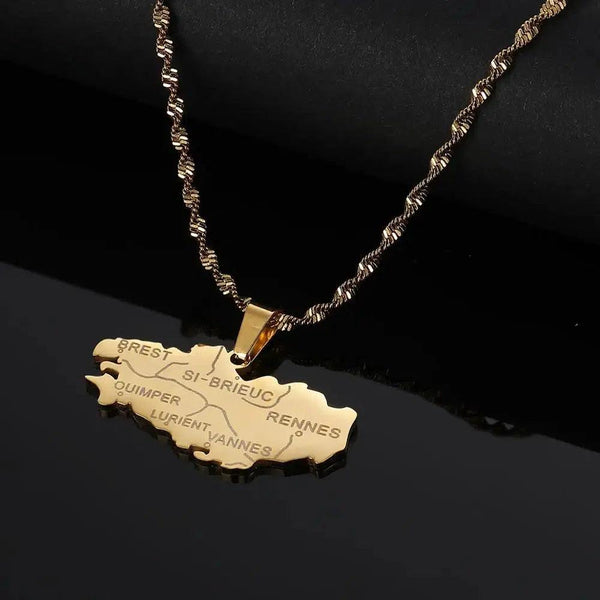 Brittany Map Necklace