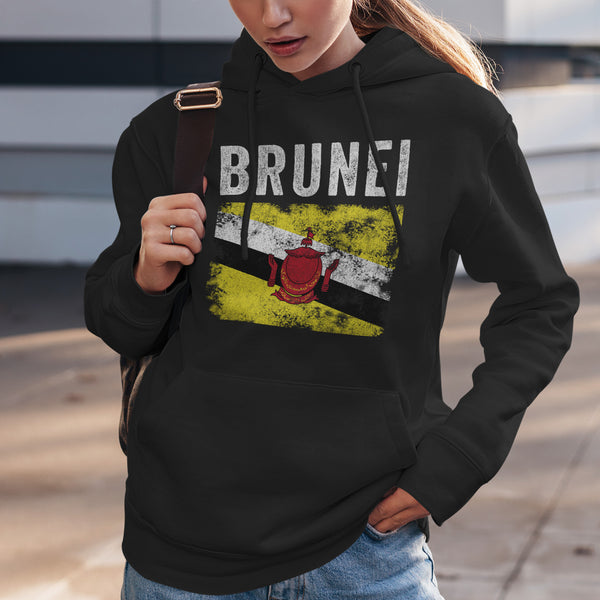 Brunei Flag Distressed - Bruneian Flag Hoodie
