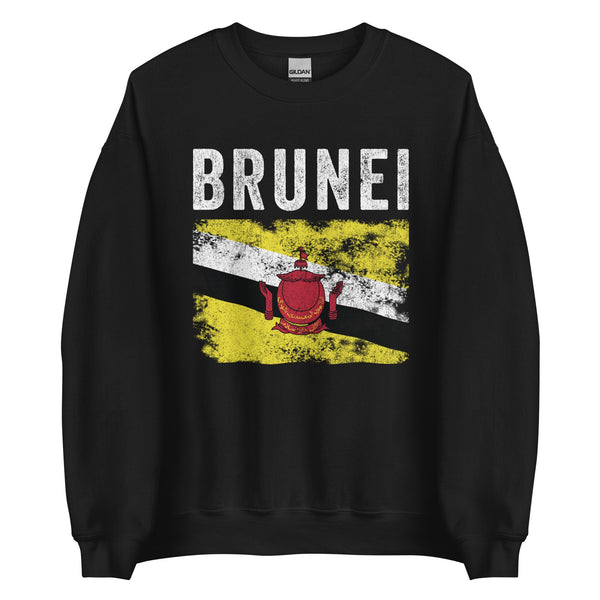 Brunei Flag Distressed - Bruneian Flag Sweatshirt