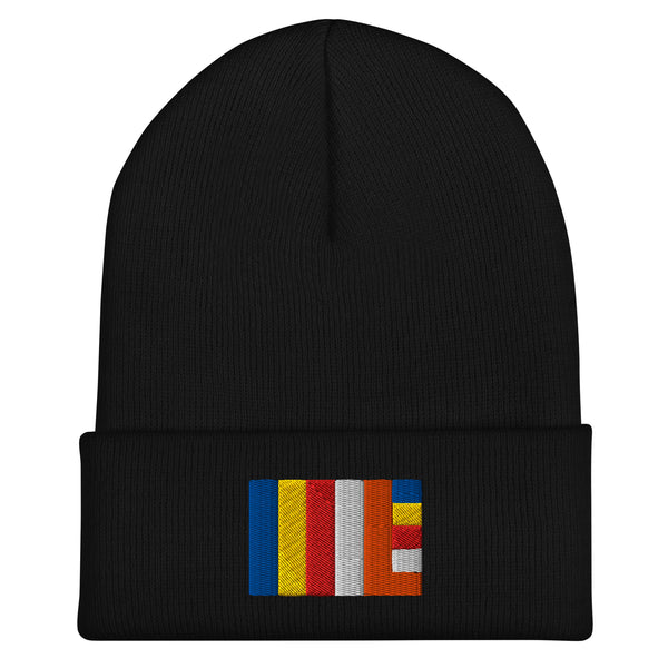 Buddhist Flag Beanie - Embroidered Winter Hat