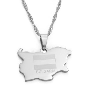 Bulgaria Flag Map Necklace