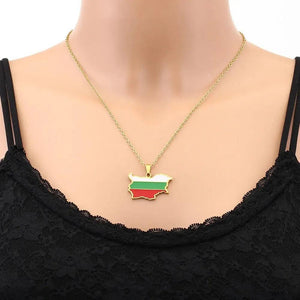 Bulgaria Flag Map Necklace