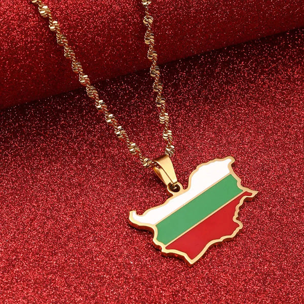 Bulgaria Flag Map Necklace