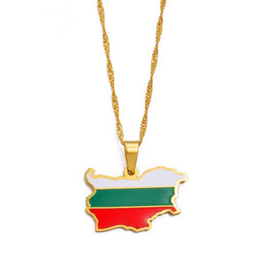 Bulgaria Flag Map Necklace