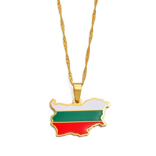 Bulgaria Flag Map Necklace