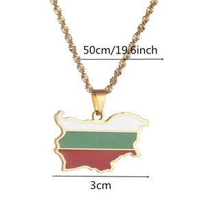 Bulgaria Flag Map Necklace