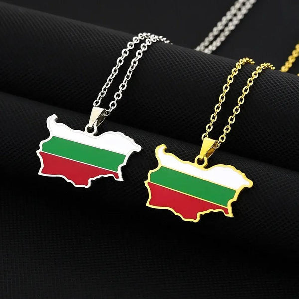 Bulgaria Flag Map Necklace