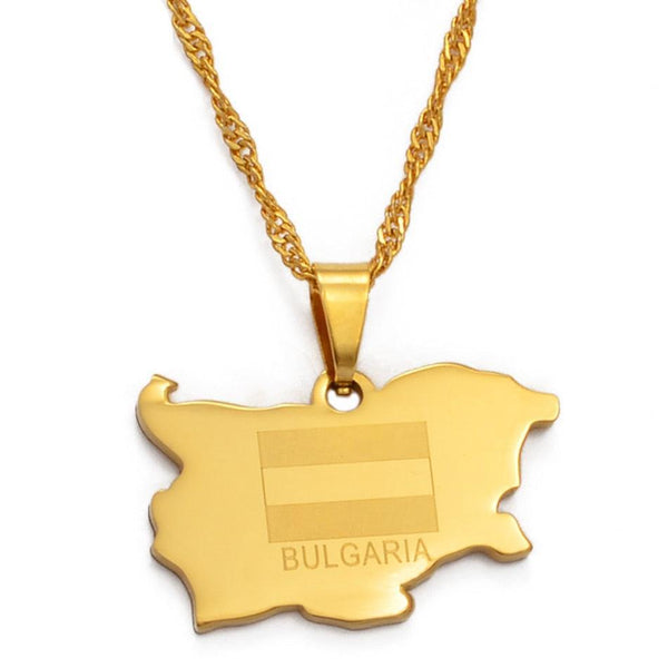 Bulgaria Flag Map Necklace