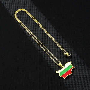 Bulgaria Flag Map Necklace