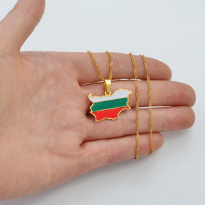 Bulgaria Flag Map Necklace