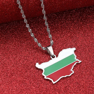 Bulgaria Flag Map Necklace