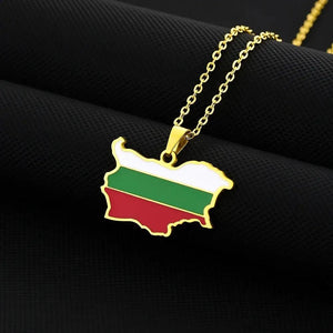Bulgaria Flag Map Necklace