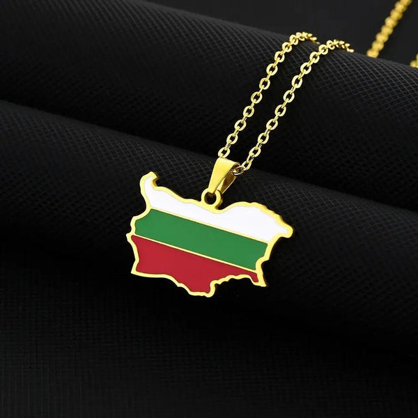 Bulgaria Flag Map Necklace