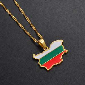 Bulgaria Flag Map Necklace