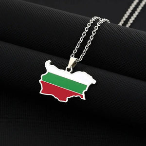 Bulgaria Flag Map Necklace