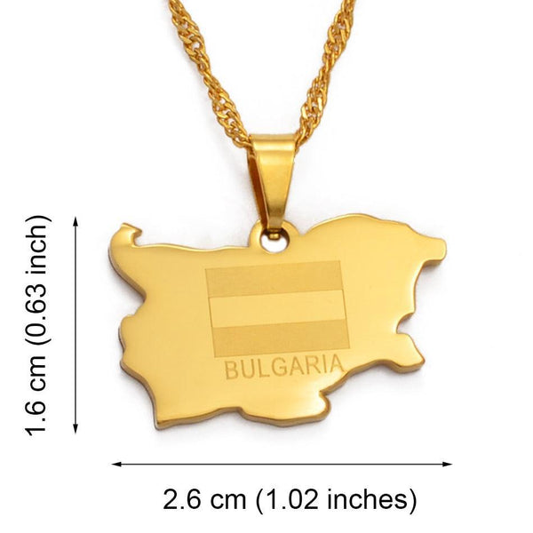 Bulgaria Flag Map Necklace