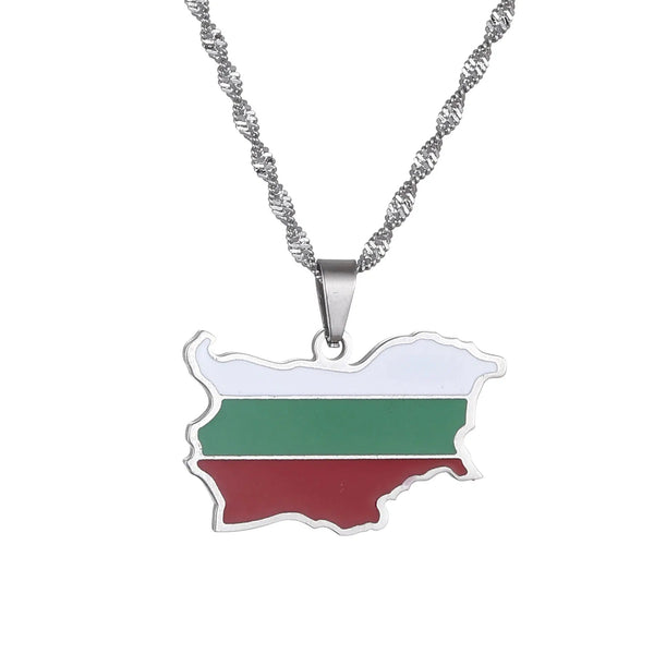 Bulgaria Flag Map Necklace