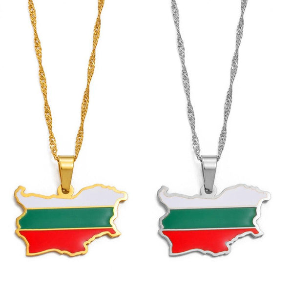 Bulgaria Flag Map Necklace