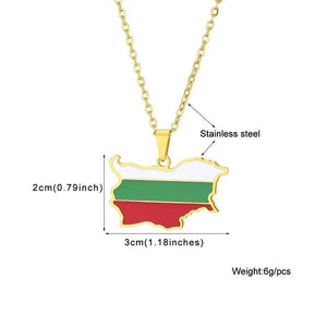 Bulgaria Flag Map Necklace