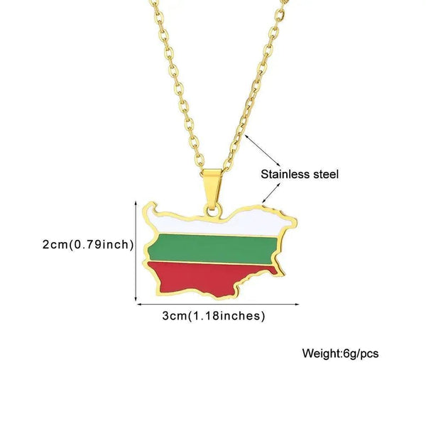 Bulgaria Flag Map Necklace