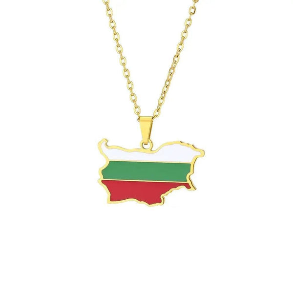Bulgaria Flag Map Necklace