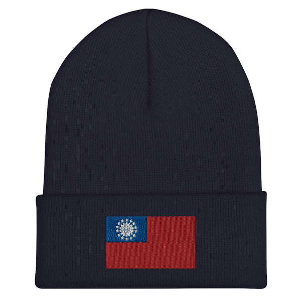 Myanmar Burma Flag Beanie - Embroidered Winter Hat