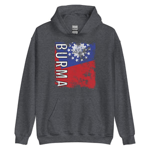 Burma Flag - Distressed Flag Hoodie