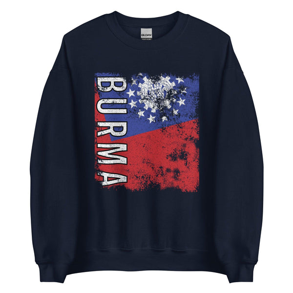 Burma Flag - Distressed Flag Sweatshirt