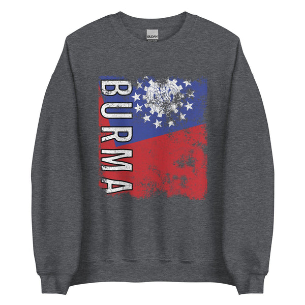 Burma Flag - Distressed Flag Sweatshirt