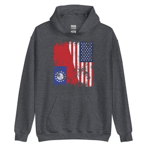 Myanmar Burma USA Flag - Half American Hoodie