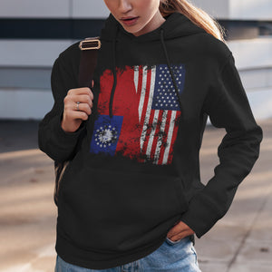 Burma USA Flag - Half American Hoodie