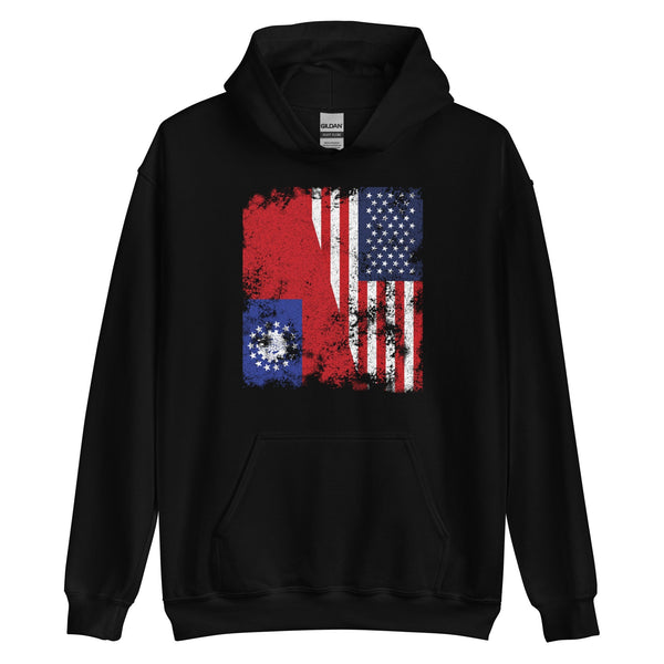 Myanmar Burma USA Flag - Half American Hoodie