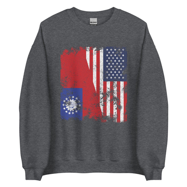 Myanmar Burma USA Flag - Half American Sweatshirt