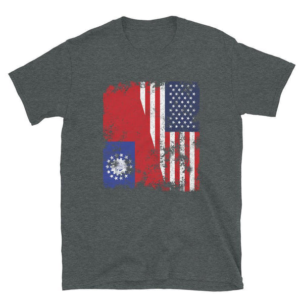 Myanmar Burma USA Flag - Half American T-Shirt