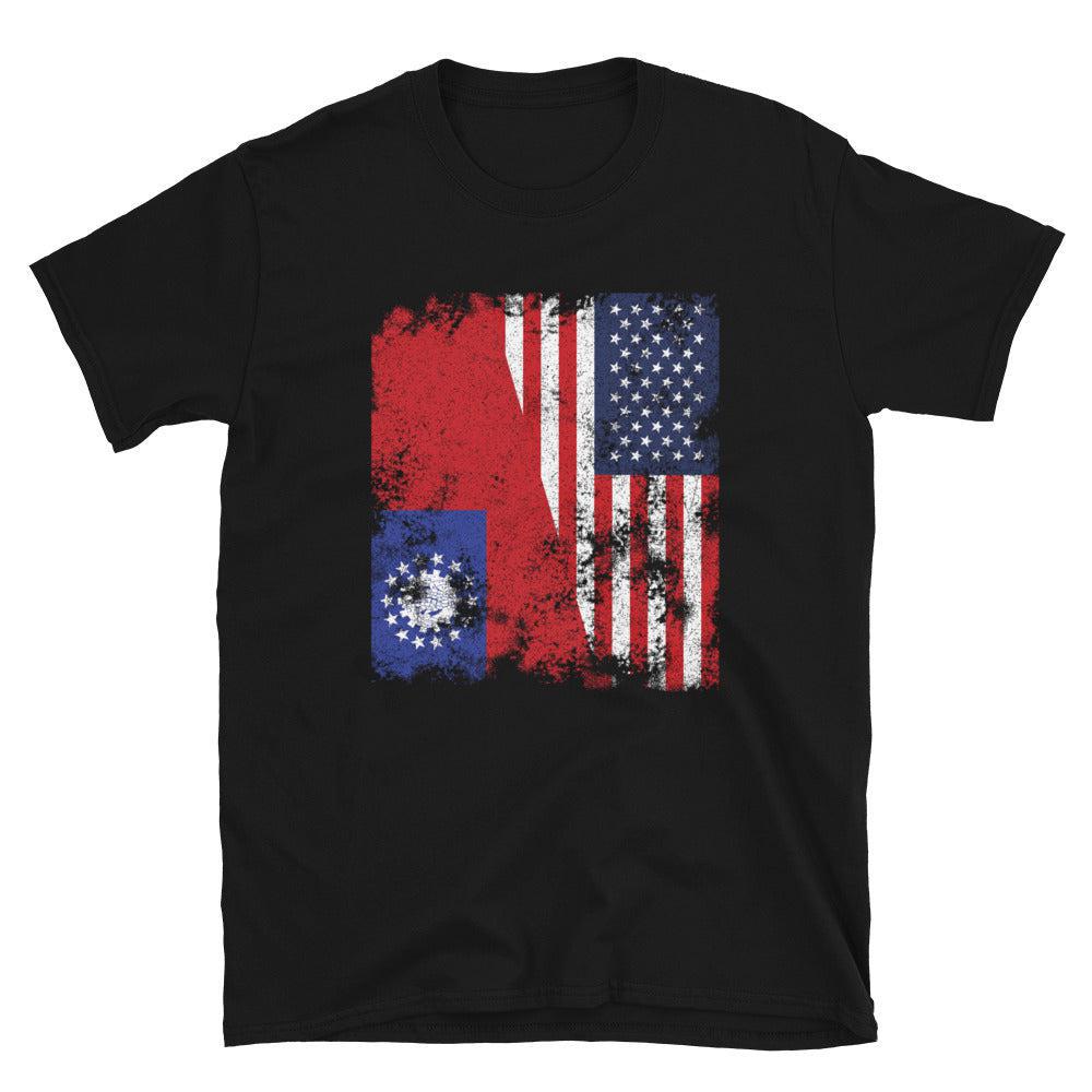 Myanmar Burma USA Flag - Half American T-Shirt