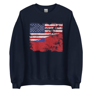 Myanmar Burma USA Flag Sweatshirt