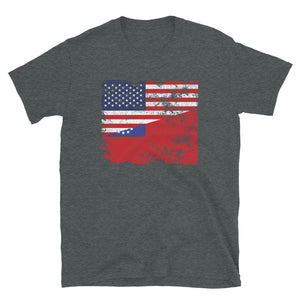 Myanmar Burma USA Flag T-Shirt