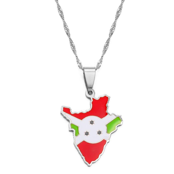 Burundi Flag Map Necklace