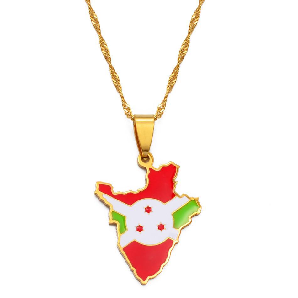 Burundi Flag Map Necklace