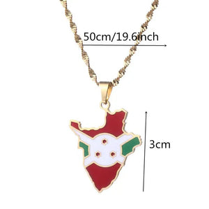 Burundi Flag Map Necklace