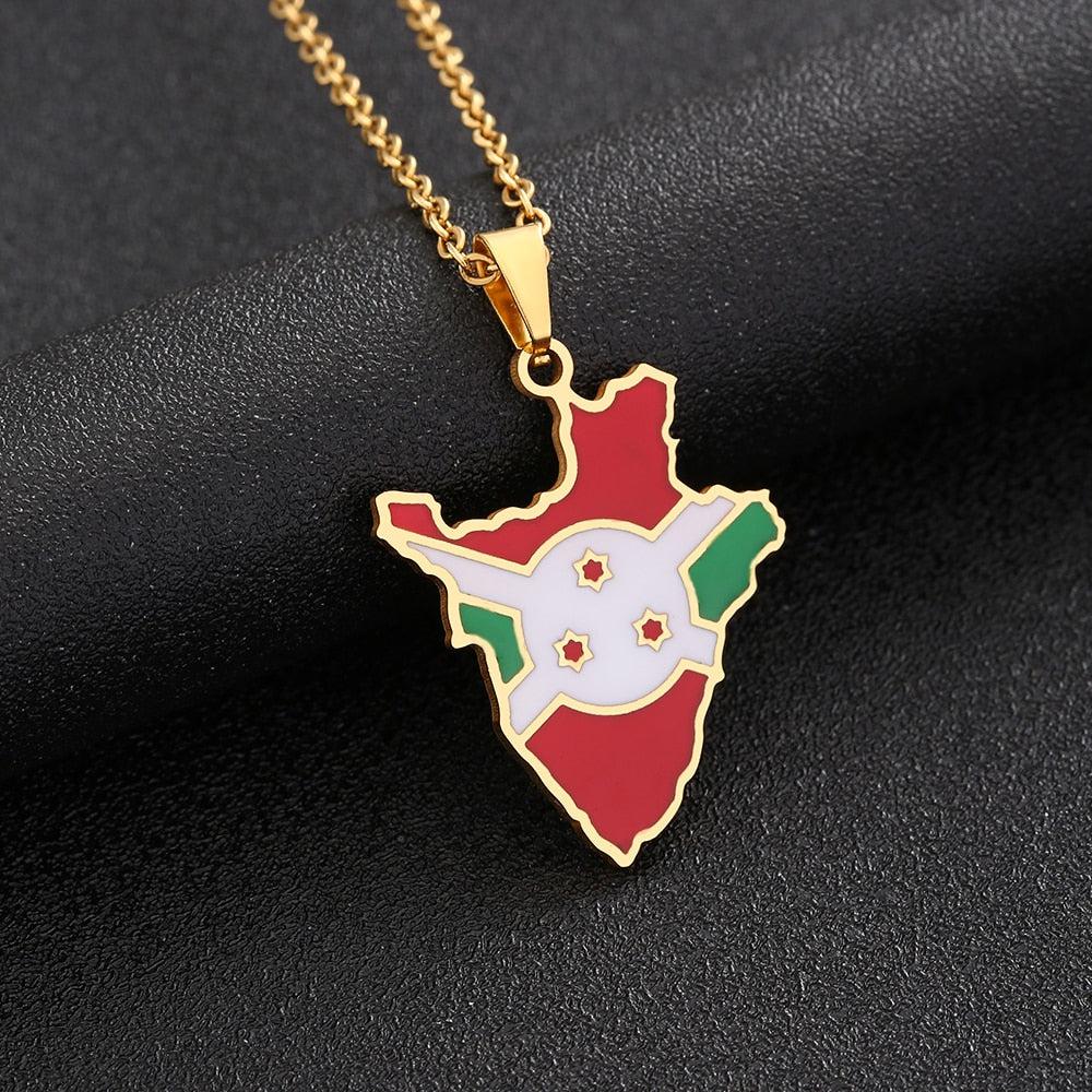 Burundi Flag Map Necklace