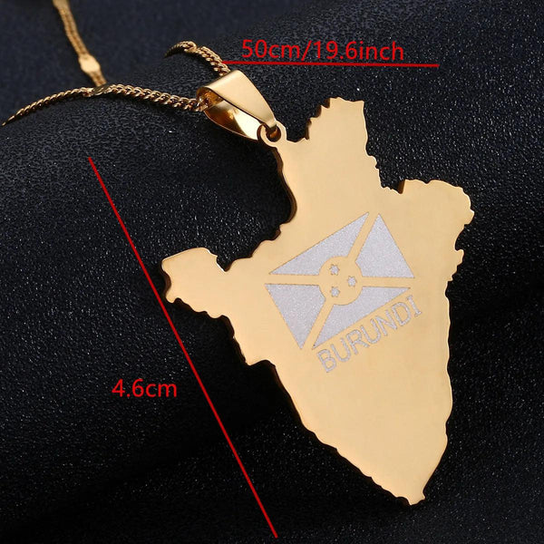 Burundi Flag Map Necklace