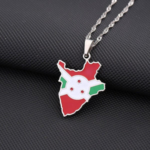 Burundi Flag Map Necklace