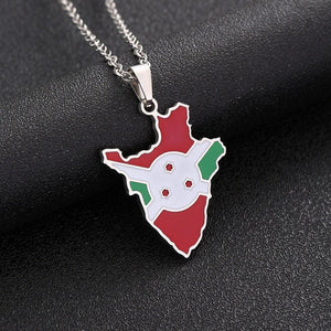 Burundi Flag Map Necklace