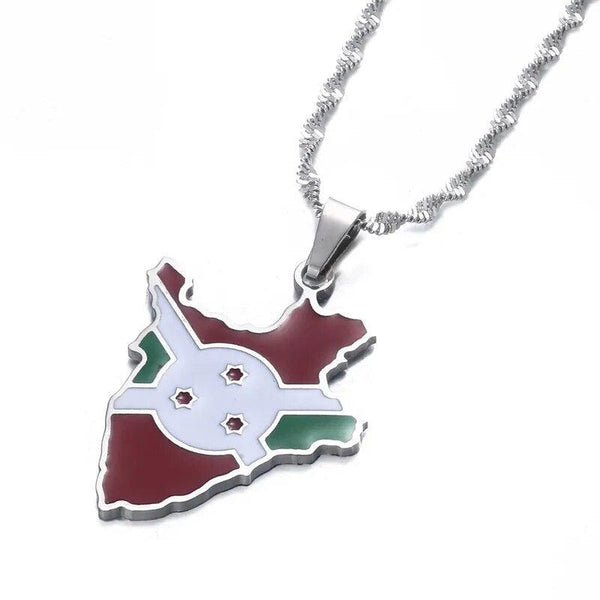 Burundi Flag Map Necklace