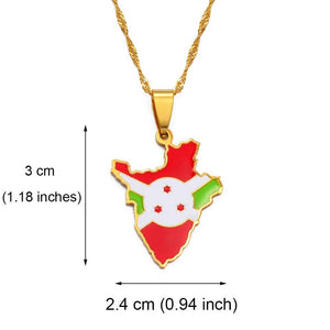 Burundi Flag Map Necklace