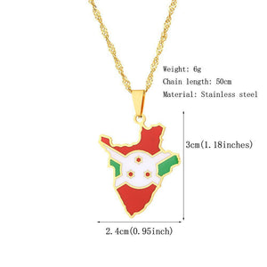 Burundi Flag Map Necklace