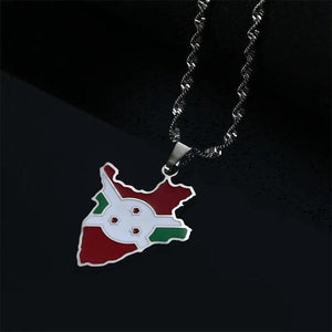 Burundi Flag Map Necklace