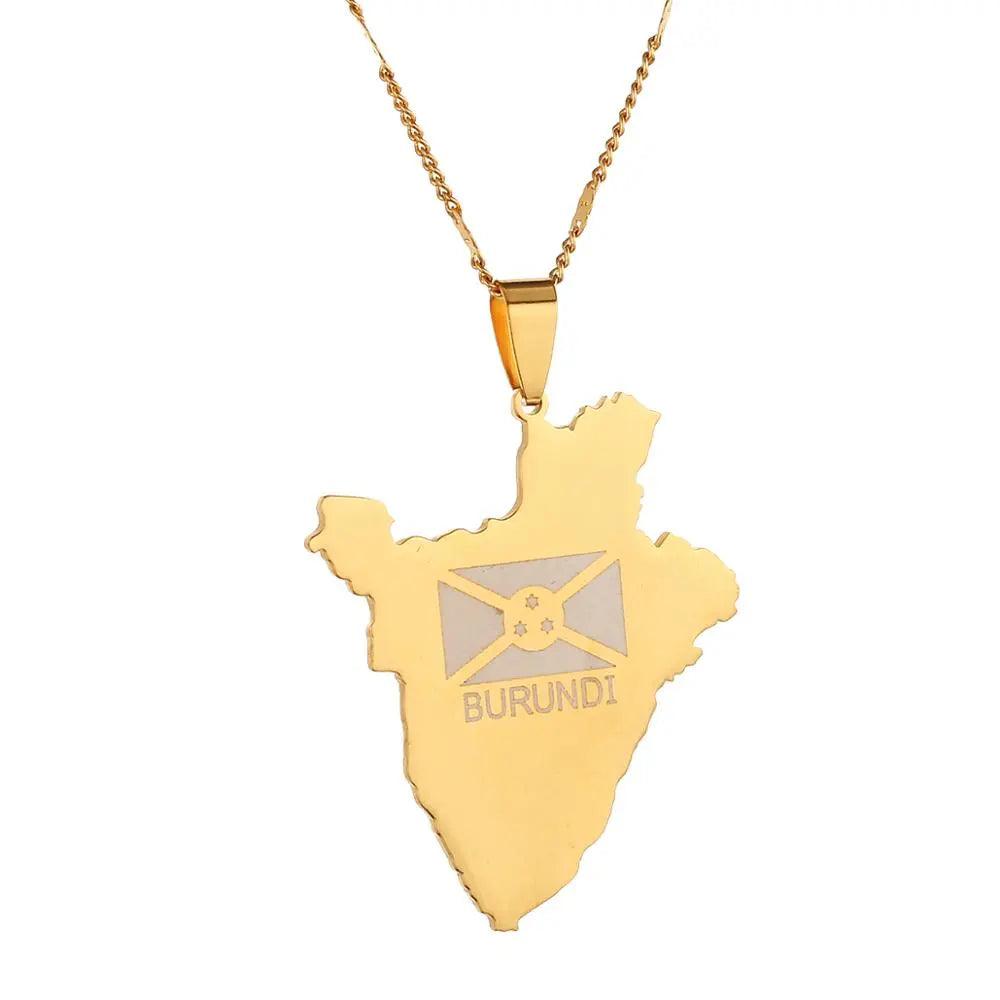 Burundi Flag Map Necklace