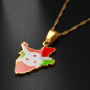 Burundi Flag Map Necklace